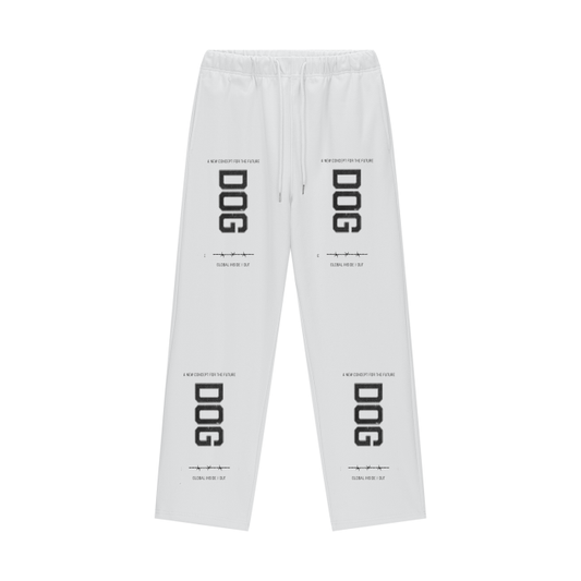 White streetwear joggers Typography joggers Dog graphic joggers Unique streetwear joggers Dog lovers fashion Casual jogger pants Graphic print joggers Trendy streetwear Urban style joggers Comfortable streetwear pants,MOQ1,Delivery days 5